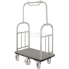 Glaro Ball Top Bellman Cart 48x25 Satin Aluminum Gray Carpet, 6 Pneumatic Wheels