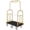 Glaro Ball Top Bellman Cart 48x25 Satin Brass Black Carpet, 6 Pneumatic Wheels