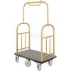 Glaro Ball Top Bellman Cart 48x25 Satin Brass Gray Carpet, 6 Pneumatic Wheels