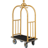 Glaro Ball Crown Bellman Cart 40x25 Satin Brass Black Carpet, 4 Gray Pneu Wheels