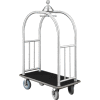 Glaro Ball Crown Bellman Cart 48x25 Satin Aluminum Black Carpet, 4 Gray Pneu Wheels