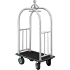 Glaro Ball Crown Bellman Cart 40x25 Satin Aluminum Black Carpet, 4 Black Pneu Wheels
