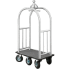 Glaro Ball Crown Bellman Cart 40x25 Satin Aluminum Gray Carpet, 6 Black Pneu Wheels