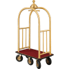 Glaro Ball Crown Bellman Cart 40x25 Satin Brass Burgundy Carpet, 6 Black Pneu Wheels