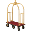 Glaro Ball Crown Bellman Cart 48x25 Satin Brass Burgundy Carpet, 6 Black Pneu Wheels