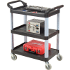 Luxor® SC12B Black 3-Shelf Plastic Serving Utility Cart 200 Lb. Capacity