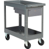 Global Industrial Stock Cart w/1 Drawer & 2 Shelves, 500 lb. Cap, 30"L x 16"W x 32"H, Gray