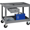 Global Industrial Stock Cart w/1 Drawer & 2 Shelves, 500 lb. Cap, 36"L x 24"W x 32"H, Gray