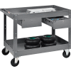 Global Industrial Stock Cart w/2 Drawers & 2 Shelves, 500 lb. Cap, 36"L x 24"W x 32"H, Gray