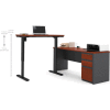 Bestar® Prestige + L-Desk with Electric Height AdjusTable Table Bordeaux & Graphite