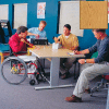 Accella™ Height Adjustable Group Therapy Table - 48"L x 36"W Oak