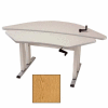 Equity™ Height Adjustable Bi-Level Corner Computer Workstation - Oak