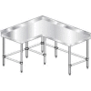 Aero Manufacturing 3TCBX-6072 16 Gauge Corner Worktable 304 Stainless Steel - 4" Backsplash 72 x 60