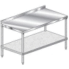 Aero Manufacturing 4TGS-3684 - 14 Ga Workbench 430 Stainless 2-3/4" Backsplash & Galv Shelf 84 x 36
