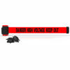 Banner Stakes Magnetic Wall Mount Barrier, 7' Red &quot;Danger High Voltage Keep Out&quot; Belt