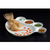 American Metalcraft CSP4 - Porcelain Impression Plate, 12-1/2" Dia., 1 Eating Area and 4 Sauce Cups