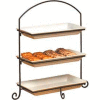 American Metalcraft IS13 - Platter Stand, Large, Rectangular, 3-Tiered, Black Wrought Iron