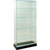 Frameless Glass Showcase, Full Vision, 36"W x 16"D x 72"H, 4 Shelves