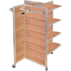 Slat Wall Merchandiser, Four Panel-Pinwheel, 25"W x 25"D x 54"H, with Castors - Maple