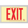 Rigid Plastic `Red' Exit Sign Inside Silver-Colored Brushed Aluminum Frame