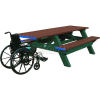 Polly Products Deluxe 8' Picnic Table ADA Compliant, Brown Top & Bench/Green Frame