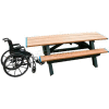 Polly Products Standard 8' Picnic Table ADA Compliant Both Ends, Brown Top & Bench/Black Frame