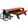 Polly Products Standard 8' Picnic Table ADA Compliant One End, Cedar Top & Bench/Brown Frame