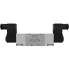 Aignep USA 5/3 Dbl Solenoid Vlv, Ext Pilot, Open Cntr, Spr Cntred, G1/8, 12V DC/3W Coil, Black Conn.