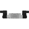 Aignep USA 5/3 Open Cntr G 1/4 Dbl Solenoid Valve, Pilot Spring Cntred, 24V DC/2W Coil, Black Conn.