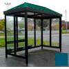 Heavy Duty Bus Smoking Shelter Hip Roof 4-Sided Right Front Open 5' x 10' Regal Blue Roof