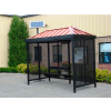 Heavy Duty Bus Smoking Shelter With Solar LED, Hip, 3-Side, Front Open, 5' X 12', Classic Green