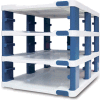 Araven 19862 - Food Storage Container Tower, PP, Holds (3) 1/2 Size Containers W/Lids, White & Blue