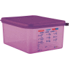 Araven 61391 - Food Container, Anti-Allergen, W/Lid, Polypropylene, 10.5 Qt., 1/2 Size, Purple - Pkg Qty 6