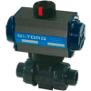 BI-TORQ 1/2" 3-Way PVC Ball Valve W/Dbl. Acting Pneum. Actuator