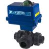 BI-TORQ 3/4" 3-Way T-Port PVC Ball Valve W/ NEMA 4 115VAC/4-20mA Positioner
