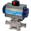 BI-TORQ 3" 3-Pc SS Sanitary Clamp End Ball Valve W/Dbl. Acting Pneum. Actuator