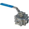 2" 3-Way L-Port SS NPT Threaded Ball Valve With Lockable Lever Handle