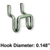 Global Approved 700020 Metal U-Hook For Pegboard/Slatwall, Galvanized Metal Finish