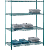 Nexel® Poly-Green®, 4 Tier, Wire Shelving Starter Unit, 48"W x 21"D x 63"H