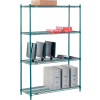 Nexel® Poly-Green®, 4 Tier, Wire Shelving Starter Unit, 48"W x 18"D x 74"H