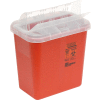 Covidien 2-Gallon Biohazard Sharps Container with Horizontal-Drop Opening Lid, Red