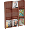 9 Magazine/18 Brochure Oak & Acrylic Wall Display - Mahogany