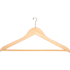 18" Flat Wood Hanger for Men's Suit, Mini-Hook, 100/Case