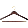 17" Wood Hanger for Men's Suit, Standard Hook, Walnut w/ Brass Hardware, 100/Case