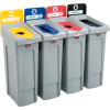 Rubbermaid® Slim Jim Recycling Station For Landfill, Paper, Plastic & Cans, (4) 23 Gallon Cans