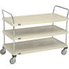 Nexel® Utility Cart With Chrome Posts, 3 Shelf, 48"Lx24"W, Polyurethane Casters, Tan