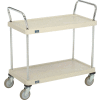 Nexel® Utility Cart With Chrome Posts, 2 Shelf, 36"Lx18"W, Polyurethane Casters, Tan