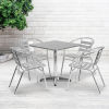 Flash Furniture&#174; Square Aluminum Outdoor Dining Table Set w/ 4 Slat Back Chairs