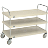 Nexel® Utility Cart, 3 Plastic Shelves, 24"W x 48"L x 39"H Polyurethane Brake Casters