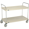 Nexel® Utility Cart, 2 Plastic Shelves, 24"W x 48"L x 39"H Polyurethane Brake Casters